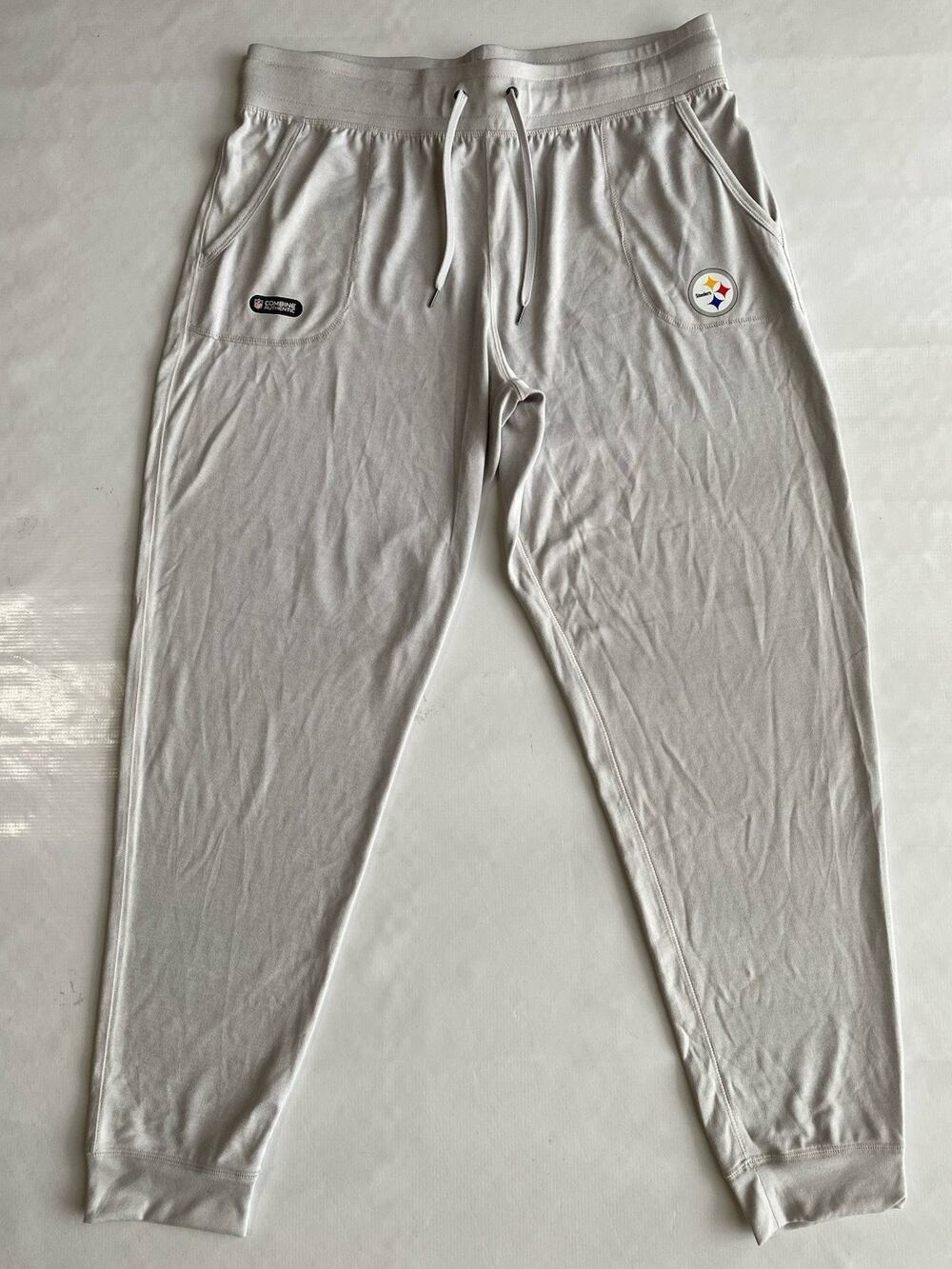 Under Armour Women NFL Steelers Pockets Stretch Light Gray Joggers Pant Size L